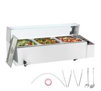 VEVOR Chauffe-Plat Buffet Bain-Marie Électrique 3 Bacs de 7,6 L Écran en Verre