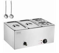 VEVOR Chauffe-Plat Buffet Bain-Marie Électrique de Comptoir 4 Bacs Inox 15,5 L