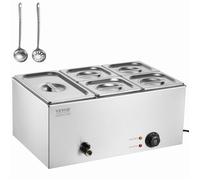 VEVOR Chauffe-Plat Buffet Bain-Marie Électrique de Comptoir 5 Bacs Inox 14,5 L