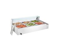 VEVOR Chauffe-Plat Buffet Bain-Marie Électrique 6 Bacs de 7,6 L Écran en Verre