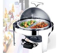 Chauffe Plat, Chafing Dish Electrique, 6L Buffets Chauffants en Acier Inoxydable Catering Chauffe-Plats pour Restaurants, Réceptions, Banquets, Fêtes à la Maison