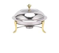 Chauffe Plat Chafing Dish Rond en Acier Inoxydable Chafer Roll Top Chafer for la Restauration Buffet Ensemble Chauffant for Le Restaurant à Domicile Electrique(Gold,28cm)