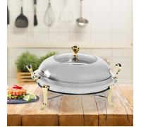 Chauffe - plat de cuisson - réchauffeur de nourriture - OUKANING - avec couvercle - en acier inoxydable - 3L - ronde