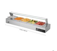 Chauffe-plat Électrique à Vapeur 1500 W-VEVOR-Buffet Chauffant en Inox, Bain-marie de Comptoir, 5 Bacs Gastros de 1/2