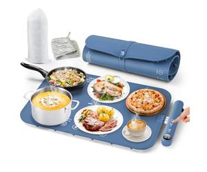 Chauffe Plat Electrique, Plaque Chauffe Assiette Électrique avec 6 Réglages de Température et une Minuterie de 6 Heures, Plat Maintien au Chaud pour Buffets Fêtes Banquet, Plata Shabbat, 60x37CM