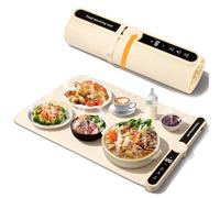 Chauffe Plat Électrique, Plateau Chauffant Électrique Pliable, 40-120°C Plateau Chauffant en Silicone Portable avec Minuteur 6 Heures et 9 Réglages de Température pour Buffets Fêtes 60X38CM (Jaune)