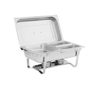 Royal Catering RCCD_RT19_9L Chauffe-plat professionnel - GN 1/2 - 2 x GN 1/4 - 9 L - 2 brûleurs pour pâte à brûler - 295 x 235 x 60 / 240 x 135 x 65 mm Chafing dish