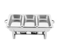 Chauffe-plat, récipient de maintien au chaud, 2,5 l, en acier inoxydable, 3 récipients GN 1/3 en acier inoxydable, pour buffet et repas pour traiteur, buffet et fête