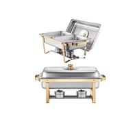 Chauffe-Plat Rectangulaire 4L Avec 4 Bacs Demie Taille Couvercle En Verre 2 Pièces