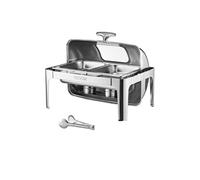 Chauffe-plat Rectangulaire Inox Capacité 3,9L Couvercle de Forme de Dôme à 90/180°