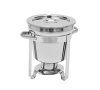 Chauffe-plat rond 7 l/7,4 Qt - En acier inoxydable - Plateau chauffant - Avec poignée et couvercle - Coins ronds - Pour buffets, zones de petit-déjeuner d'hôtel