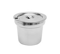 Chauffe-plat rond 7 l/7,4 Qt - En acier inoxydable - Plateau chauffant - Avec poignée et couvercle - Coins ronds - Pour buffets, zones de petit-déjeuner d'hôtel