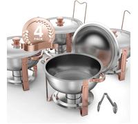 VEVOR Chauffe-Plat Buffet Chauffant Traiteur Rond 4PCs 4,6 L avec Couvercle