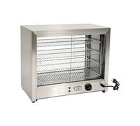 Chauffe-plats à 4 étages pour comptoir chaud | HeißTheke Vitrine électrique chauffante pour goûter, station-service, température réglable, 800 W, argenté