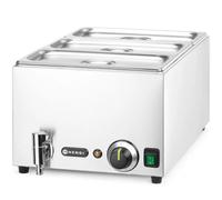 Chauffe-plats bain-marie avec robinet 3x GN 1/3 100 mm avec couvercles 1000 W
