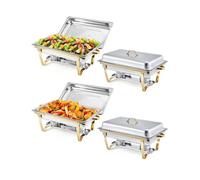 Chauffe-plats buffet - LUNSY - Acier inoxydable - Capacité 7,5 L - Dimensions 62x30.5x35.5 cm - 4 compartiments simples