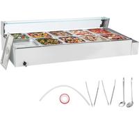 Chauffe-plats Chafing Dish - Bac gastronorme 10x8Qt - Couvercle rabattable en verre - 1700W - Chauffe-buffet - Gastronomie