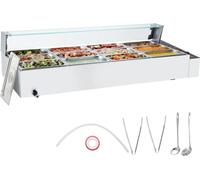 Chauffe-plats Chafing Dish Bac gastronorme 12x5QT avec plaque en verre - Service de buffet professionnel - Haute qualité - Idéal pour la restauration