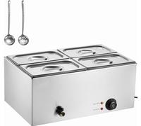Chauffe-plats Chafing Dish Bac gastronorme 15L 4x1/4 - 1200W - Chauffage professionnel des aliments - Buffets commerciaux et catering