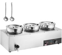 Chauffe-plats Chafing Dish Bac gastronorme 3x7,4Qt - Station de soupe pour la gastronomie - Accessoires de cuisine professionnels - Chauffe-buffet