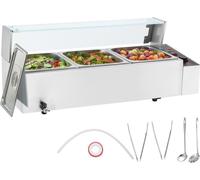 Chauffe-plats Chafing Dish Bac gastronorme 3x8QT - Système de maintien au chaud pour buffet avec porte en verre - Accessoires professionnels pour la restauration