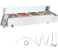Chauffe-plats Chafing Dish Bac gastronorme 4x8Qt avec plaque en verre - Commercial Food Warmer - Chauffe-buffet professionnel