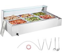 Chauffe-plats Chafing Dish Bac gastronorme 6x8Qt Plaque en verre