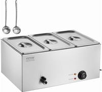 Chauffe-plats Chafing Dish Récipient Gastronorm 16,5L 3x1/3 taille Argent