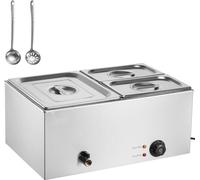 Chauffe-plats Chafing Dish - Récipient Gastronorm 16L - 1x1/2 + 2x1/4 - Maintien au chaud des plats - Idéal pour buffets et événements