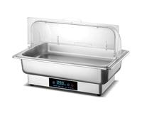 Chauffe-plats, chauffe-buffet avec couvercles contrôle de température réglable matériau en acier inoxydable tapis antidérapants for garder les aliments au chaud fêtes à domicile(13L,PC LID_1 TRAY)
