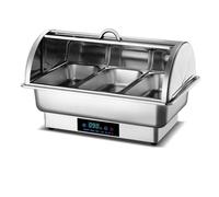 Chauffe-plats, chauffe-buffet avec couvercles contrôle de température réglable matériau en acier inoxydable tapis antidérapants for garder les aliments au chaud fêtes à domicile(13L,STEEL LID_3TRAY)
