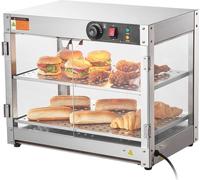 chauffe-plats commercial à 2 niveaux - armoire à pizza avec éclairage - idéal pour les cafés - chauffe-buffet professionnel