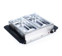 Chauffe-plat électrique - EXCELLENT ELECTRICS - 200W - Acier inoxydable - 2 récipients avec couvercles - 47,5x39x13,5 cm
