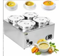 Chauffe-Plats électrique Bain-Marie, Chauffe-Plats for Buffet, 4 Chauffe-Plats Professionnels de 7 L, contrôle de la température 50-85 ℃, Table à Vapeur Commerciale en Acier Inoxydable 1500 W