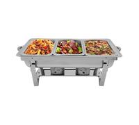 Chauffe-plats en acier inoxydable - 9 l - 3 grilles - Récipient de maintien au chaud - Récipient chauffant avec couvercle - Pour traiteur, buffet et fête