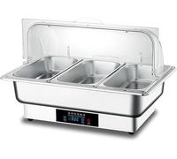 Chauffe-Plats en Acier Inoxydable, réchaud Gourmet Vintage, Serveur de Buffet de marmite Chaude avec Couvercle, réchaud de Table d'hôtel, réchaud de Petit-déjeuner carré isolé