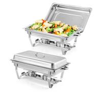 Chauffe-plats en inox - LUNSY - Capacité 7,5 L - Dimensions 62x30,5x35,5 cm - 2 compartiments simples