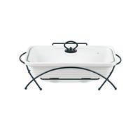 Chauffe-plats Maestro rectangulaire en céramique 2,4 L - blanc, four, couvercle,