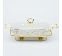 Chauffe-Plats pour événements traiteurs - Ensemble rectangulaire pour Traiteur, Ensemble Buffet de marmites en Acier Inoxydable, marmite en Acier Inoxydable avec Couvercle en Verre et suppor