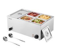 VEVOR Chauffe-Plat Buffet Bain-Marie Électrique de Comptoir 5 Bacs Inox 14,5 L