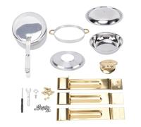 Chauffe-plats rond en acier inoxydable de 4,5 L avec couvercle et récipient à carburant pour restauration, fêtes, mariages, hôtels, couleur or, diamètre 33,5 cm