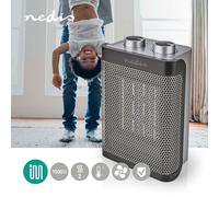 Radiateur soufflant céramique 2 niveaux de chauffage niveau d'air froid protection contre l'inclinaison protection contre la surchauffe, câble 150 cm, LxHxP 15x9,2x21 cm, Nedis HTFA16GY