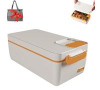 Chauffe-repas électrique, boîte à lunch auto-chauffante sans fil avec sac thermique, boîte à aliments chauffante rechargeable, batterie intégrée de 3200 mAh, chauffe-aliments portable pour bureau(Whit