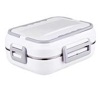 Chauffe-Repas Electrique Portable 1,5?L avec Plateau Inox Compartimenté Gris