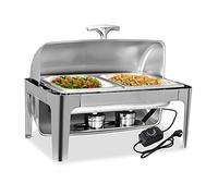 Chauffe-repas portable, 9L, chauffe-buffet/serveur, plateau repas chauffé par plaque électrique, idéal pour fête, buffet et grands rassemblements, fenêtre invisible - grille simple (double grille