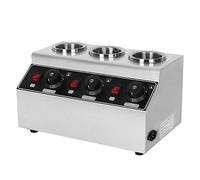 Chauffe-sauce, 3 pots en acier inoxydable, chauffe-sauces, bouteilles chaudes, 30 °C à 85 °C, 240 W, chauffe-chocolat, confiserie, confiture, chauffe-aliments, avec 3 bouteilles compressibles