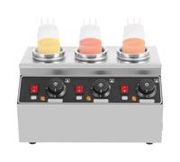 Chauffe-Sauce éLectrique 220 V, 30-85℃ Chauffe-Sauce Chocolat en Acier Inoxydable 3 Pan Pot 680 ML, Distributeur De Sauce éLectrique pour Pain Et Fromage, Convient à Tous Les Types De Sauces