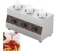 Chauffe-Sauce électrique à 3 Niveaux avec Distributeur, Chauffe-Fromage Professionnel en Acier Inoxydable avec flacons Souples, à Chocolat Chaud