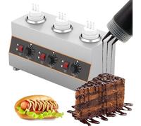 Chauffe-sauce électrique avec bouteilles de sauce - Chauffe-sauce commerciale pour sauce au fromage chaud - Pour chocolat chaud, caramel, conservation de la confiture, 86-185 ℉ of(Size:3 Flaschen)