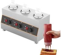 Chauffe-sauce électrique | Chauffage à double seau en acier inoxydable pour fromage, chocolat et caramel | Réchaud alimentaire commercial avec 2 bouteilles